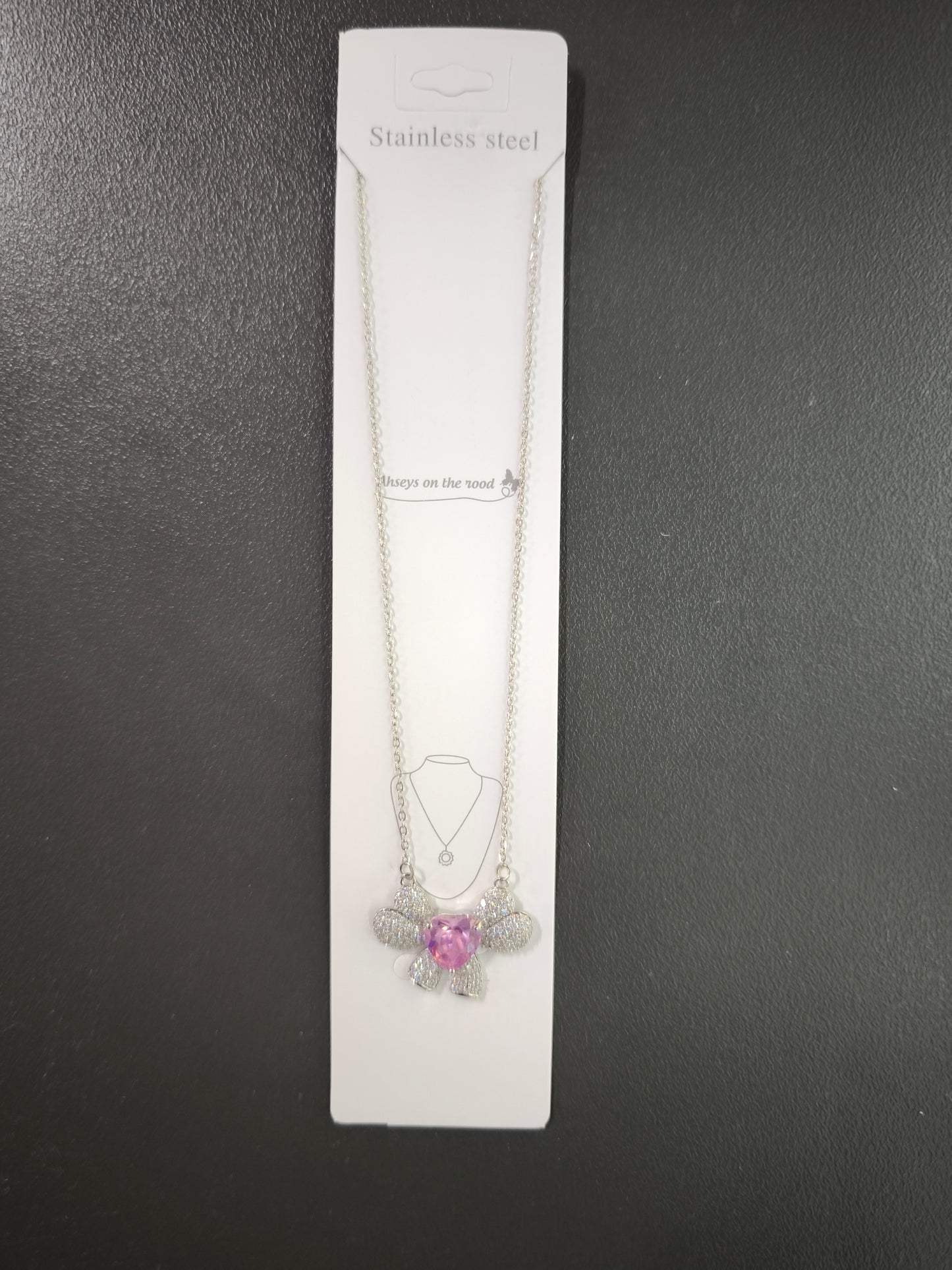 Silver Taşlı Fiyonk Kolye