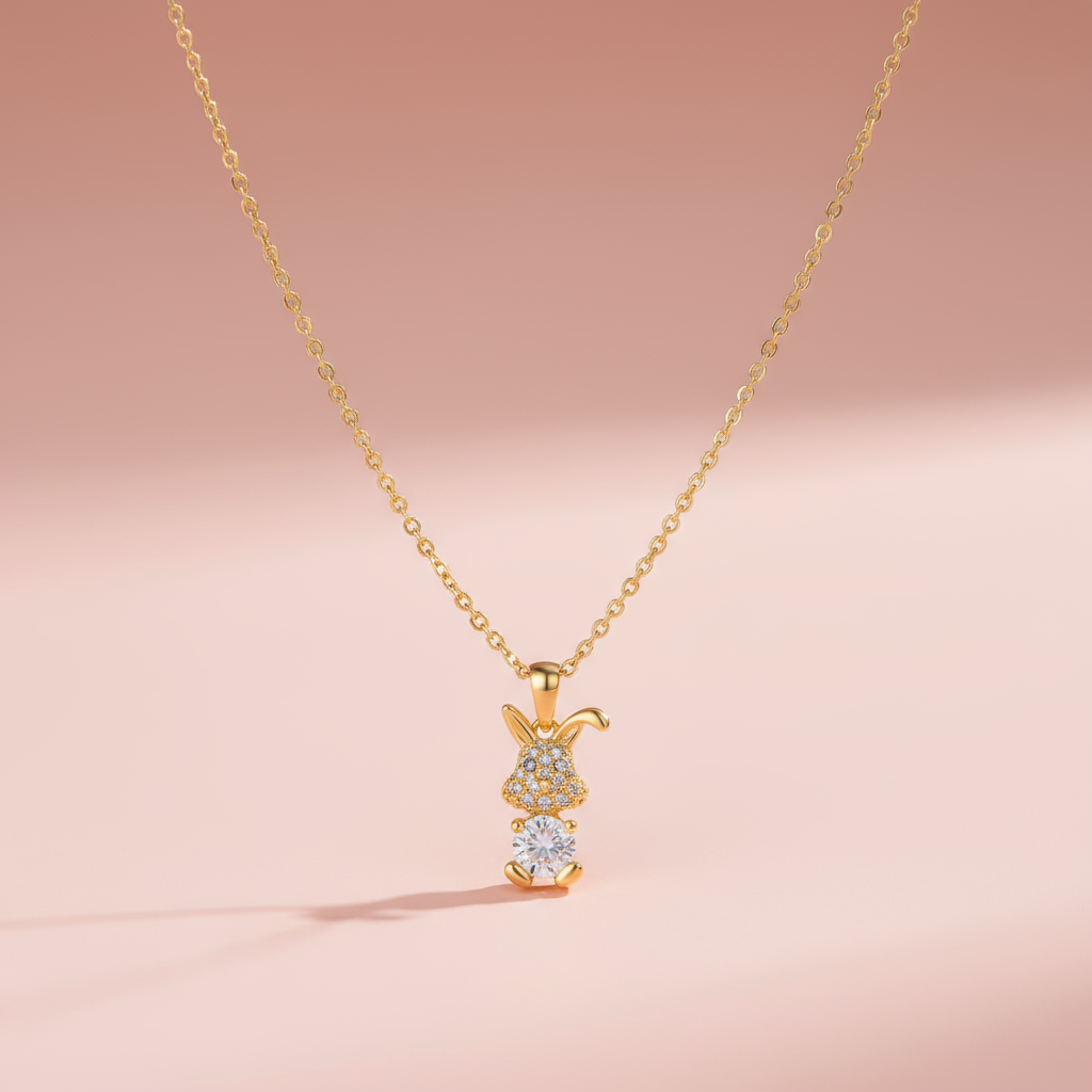Zirkon Taşlı Tavşan Kolye