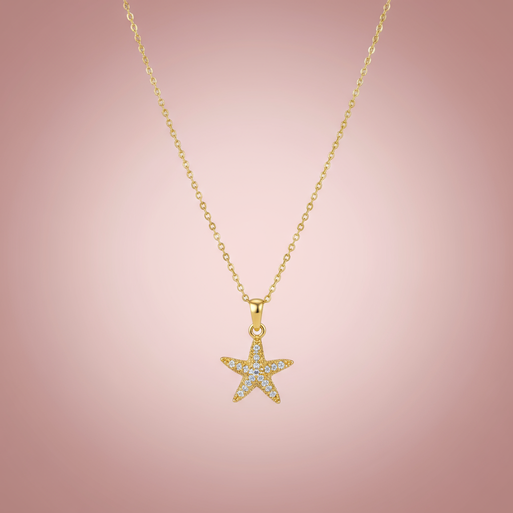 Zirkon Taşlı Deniz Yıldızı Kolye