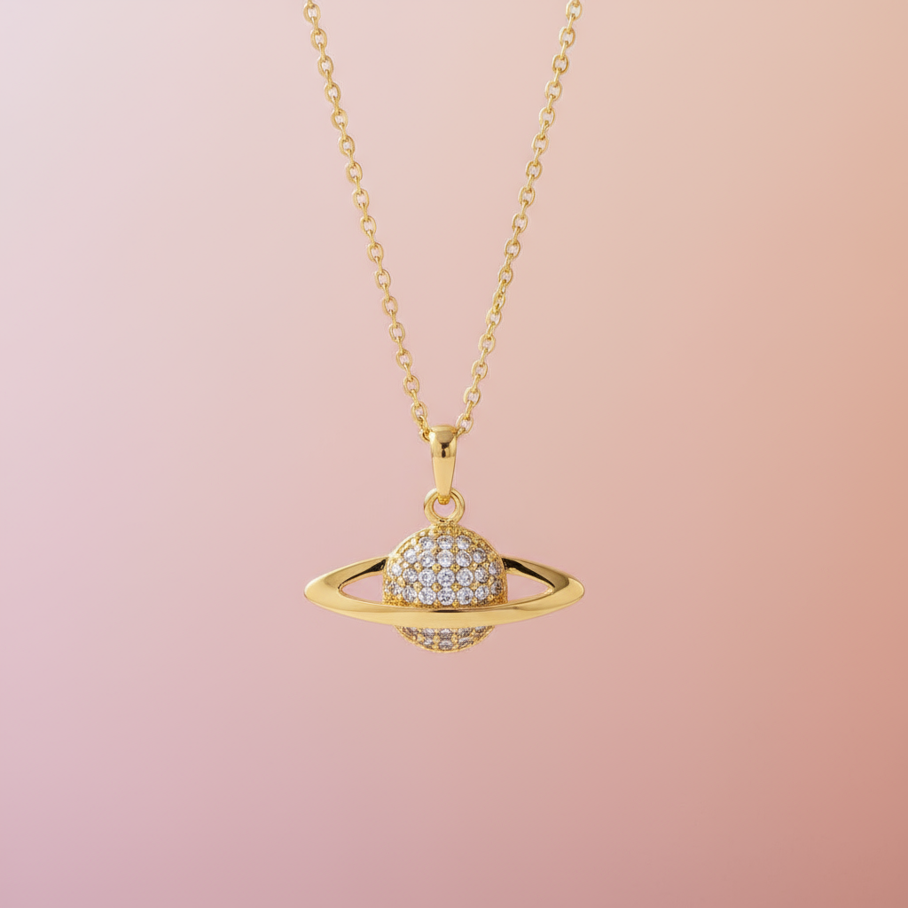 Zirkon Taşlı Gezegen Kolye