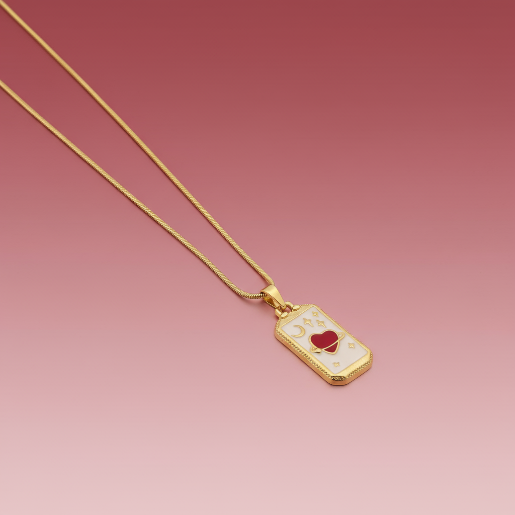 Çelik Tarot Kalp Kolye