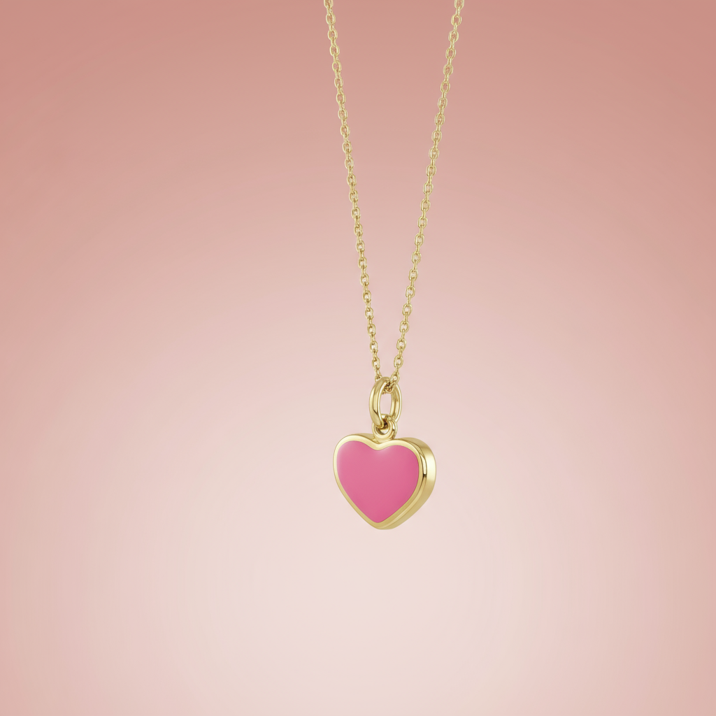 Pembe Kalp Kolye