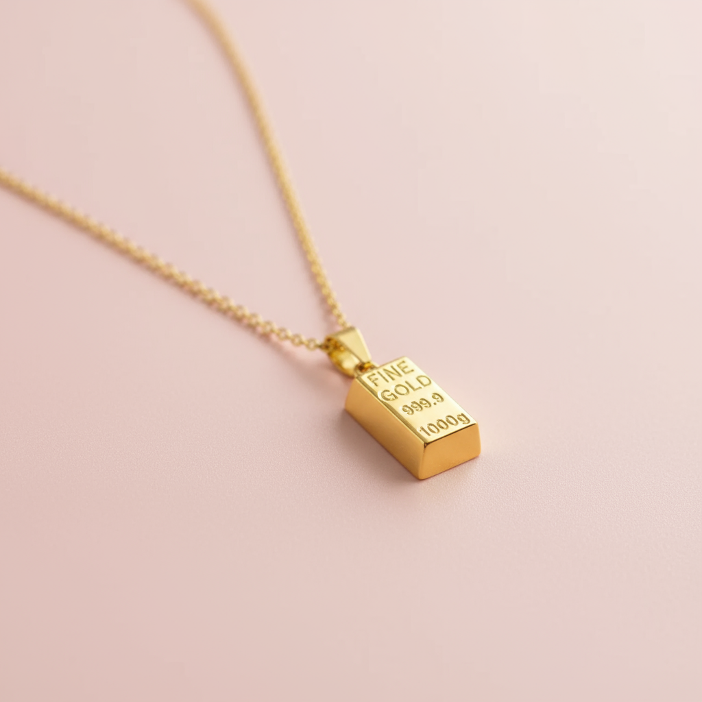 Viral Altın Külçe Kolye