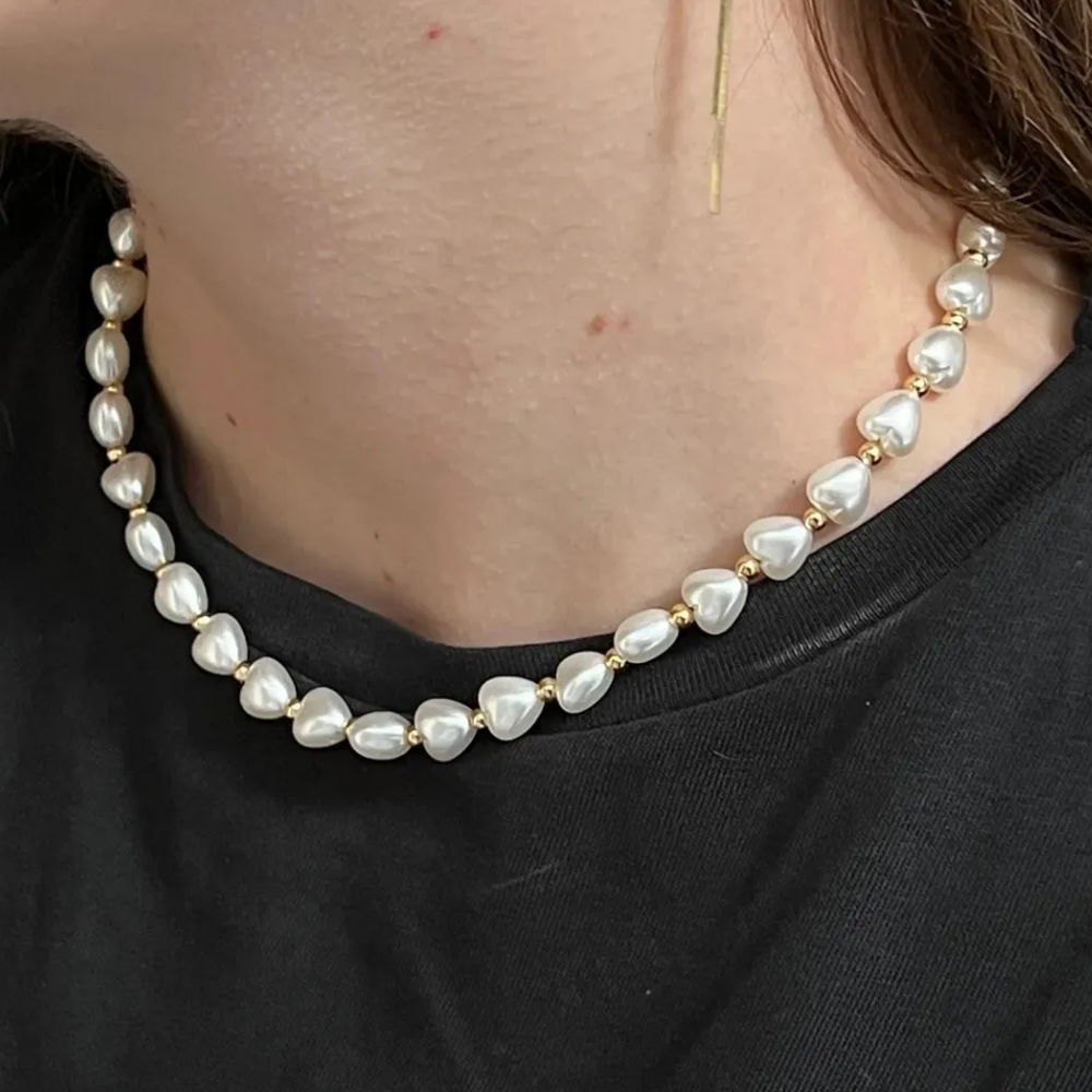 Inci Kalp Choker Kolye