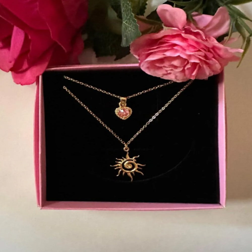 Güneş/Kalp İkili Kolye Seti