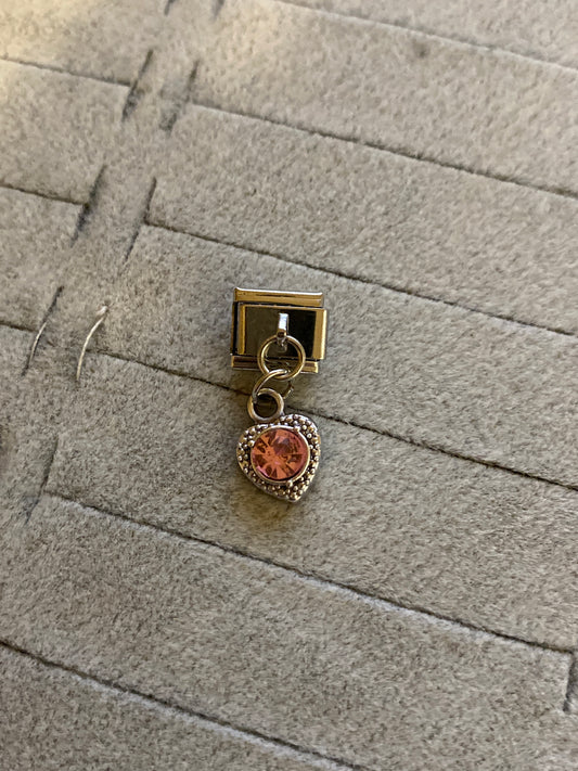 Pembe Kalp Charm Gümüş