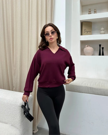 Soft Touch Yakalı Sweatshirt