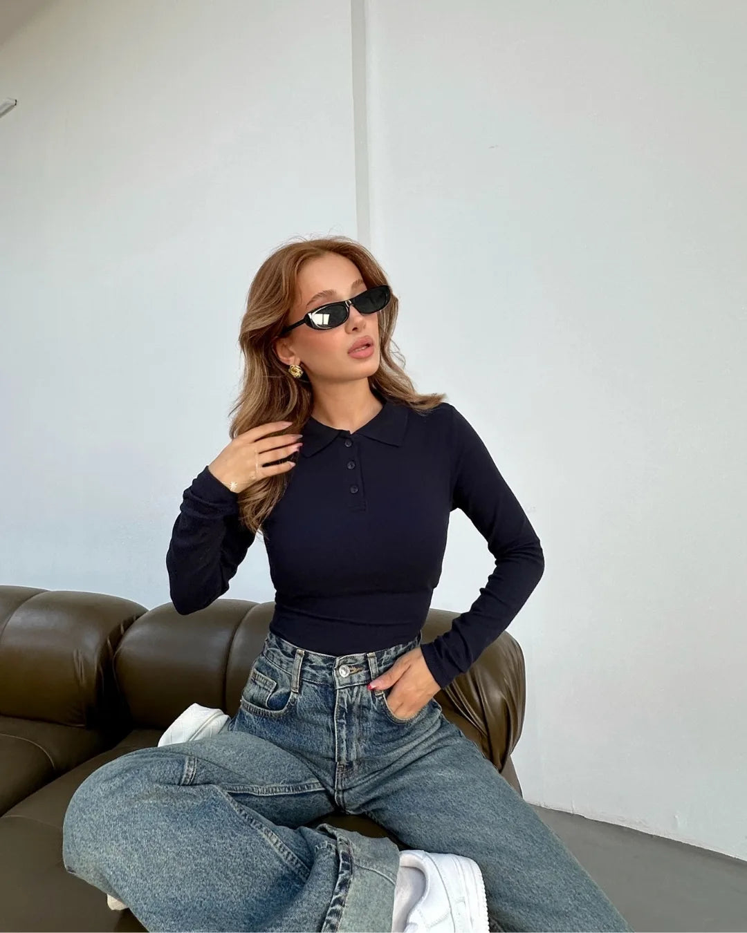 Modal Polo Yaka Düğmeli Body