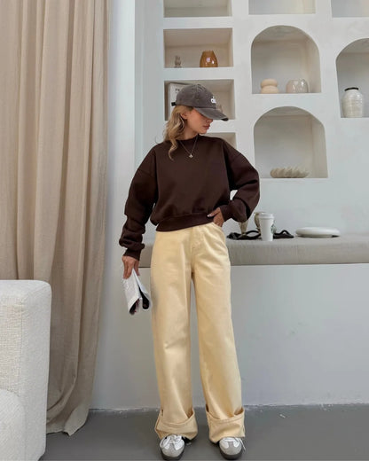 0 Yaka Basic Crop Sweatshirt