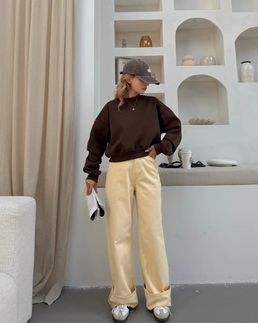 0 Yaka Basic Crop Sweatshirt