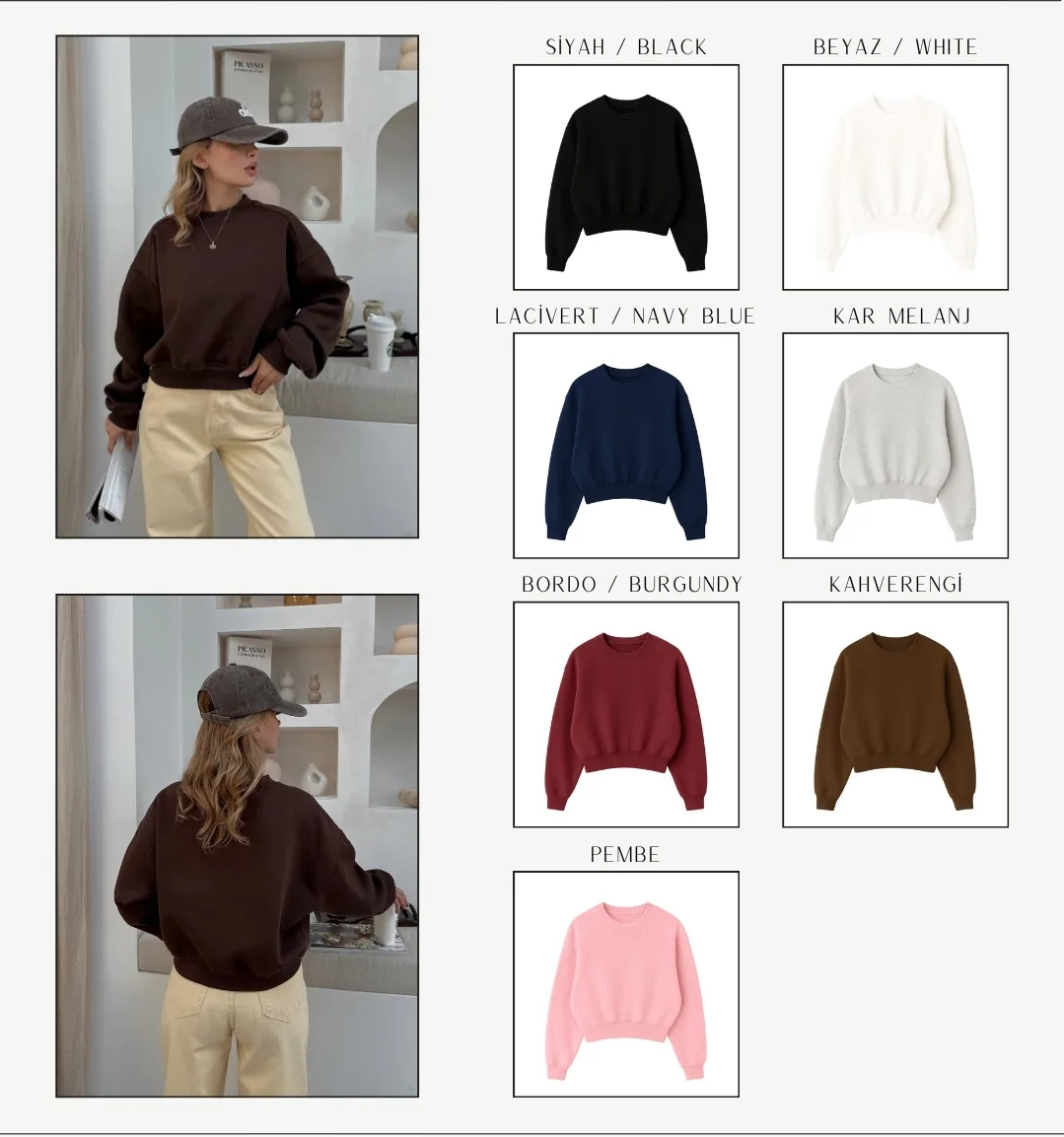 0 Yaka Basic Crop Sweatshirt