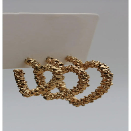 Kadın Hasır Gold 3'Lü Küpe Seti
