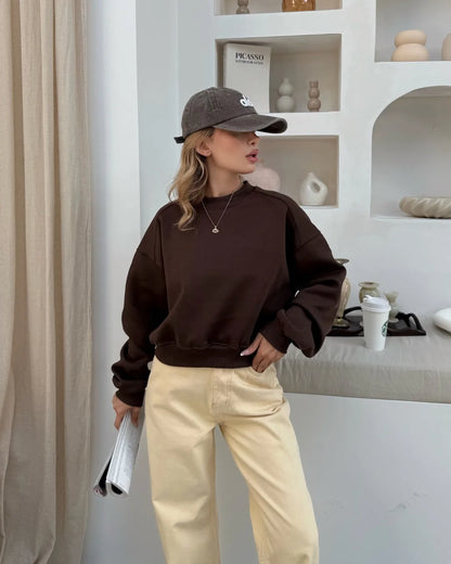 0 Yaka Basic Crop Sweatshirt