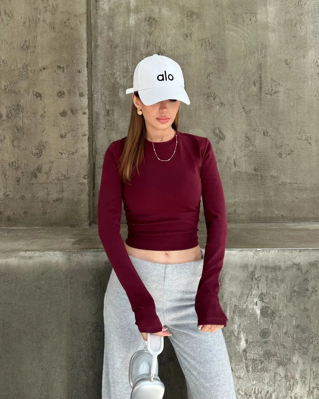 0 Yaka Basic Likralı Ribana Crop Uzun Kol