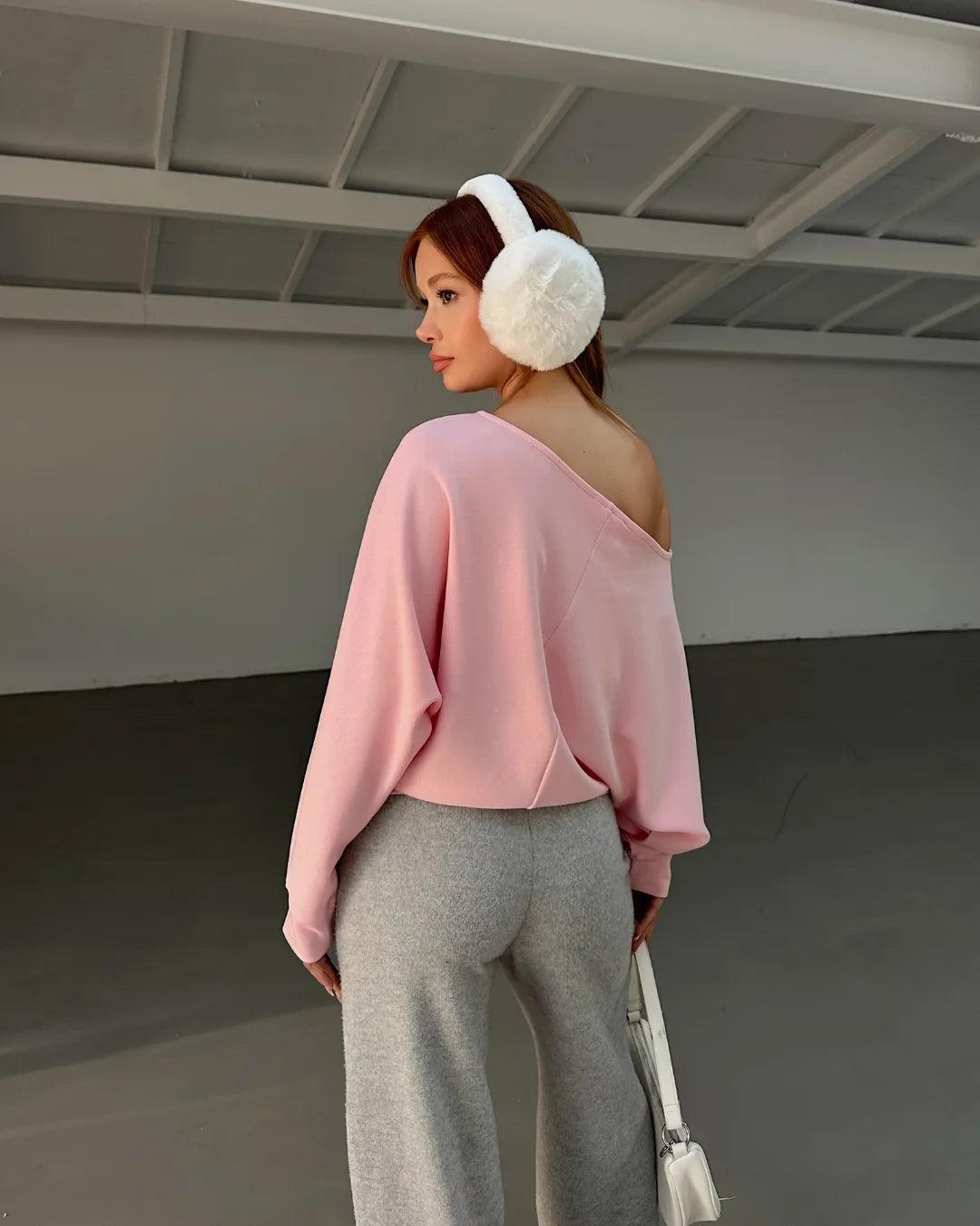 Soft Touch Kayık Yaka Yarasa Kol Sweatshirt