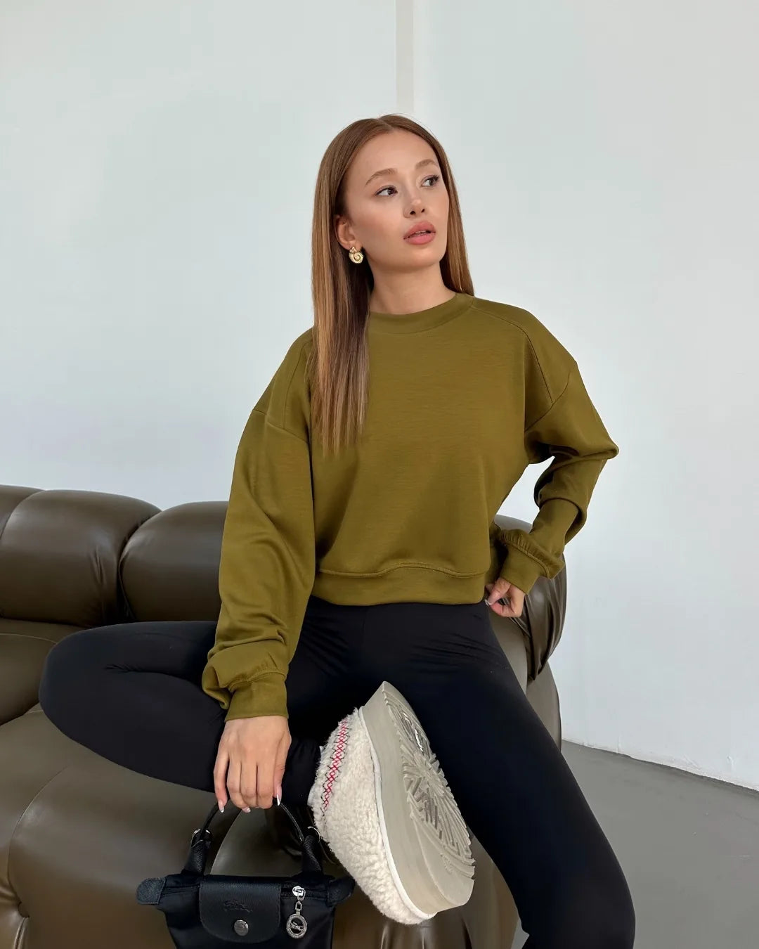 Soft Touch Parçalı Basic Sweatshirt