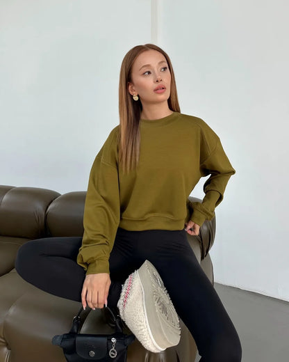 Soft Touch Parçalı Basic Sweatshirt