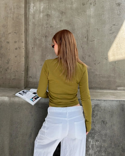 0 Yaka Yanı Büzgülü Body