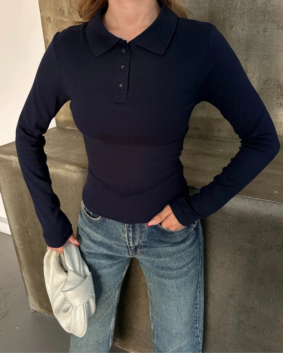 Modal Polo Yaka Düğmeli Body