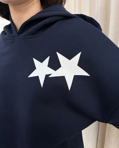 Ön Arka Yıldız Baskılı Sweatshirt
