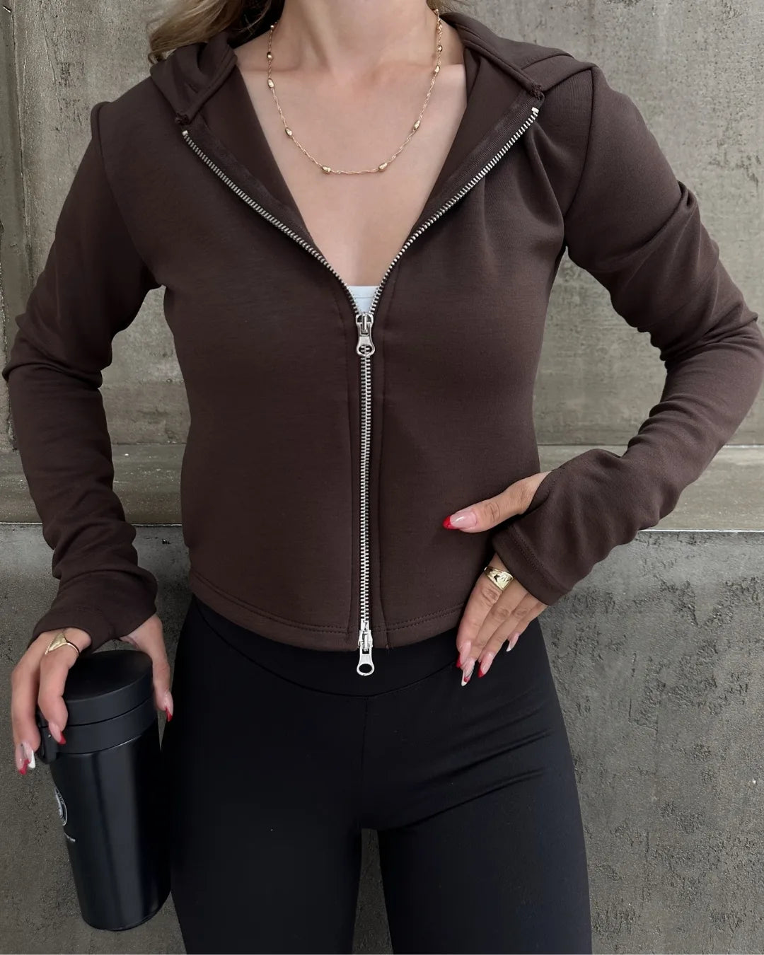 Oys Parmak Geçmeli Fermuarlı Sweatshirt