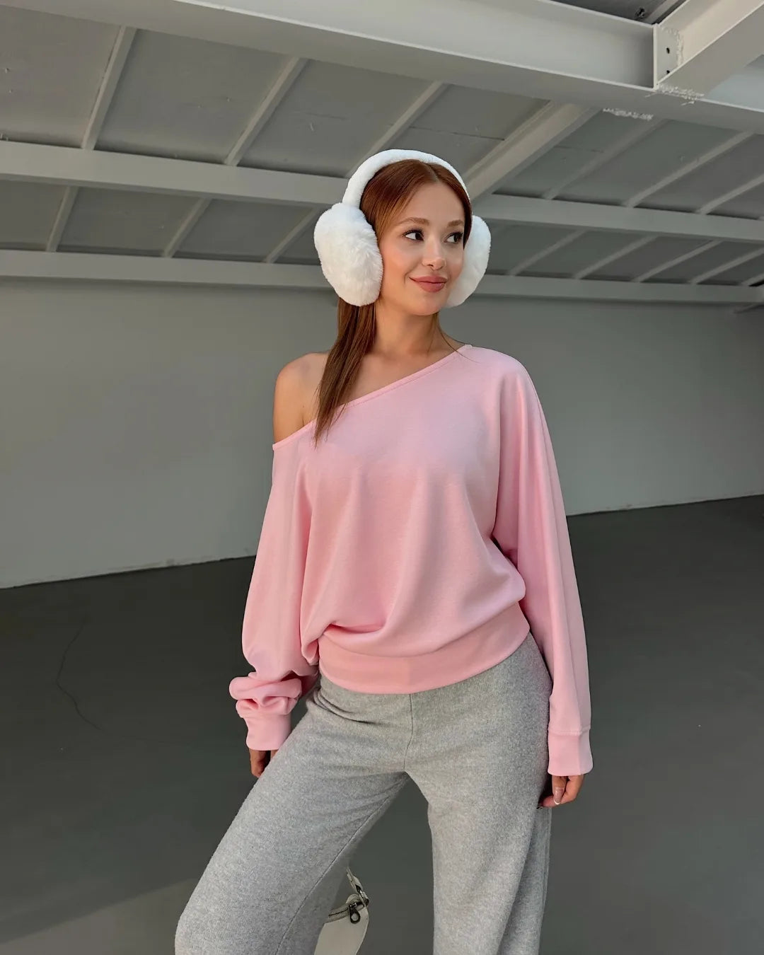 Soft Touch Kayık Yaka Yarasa Kol Sweatshirt