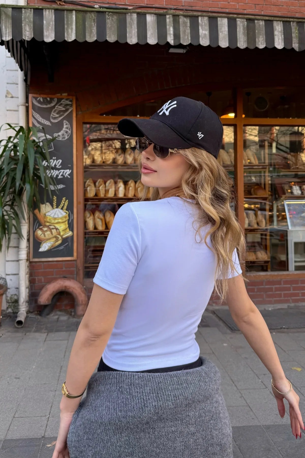 Likralı Ribana Basic Crop T-Shirt