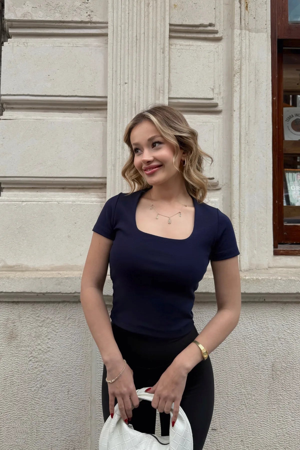 Kare Yaka Likralı Ribana Crop