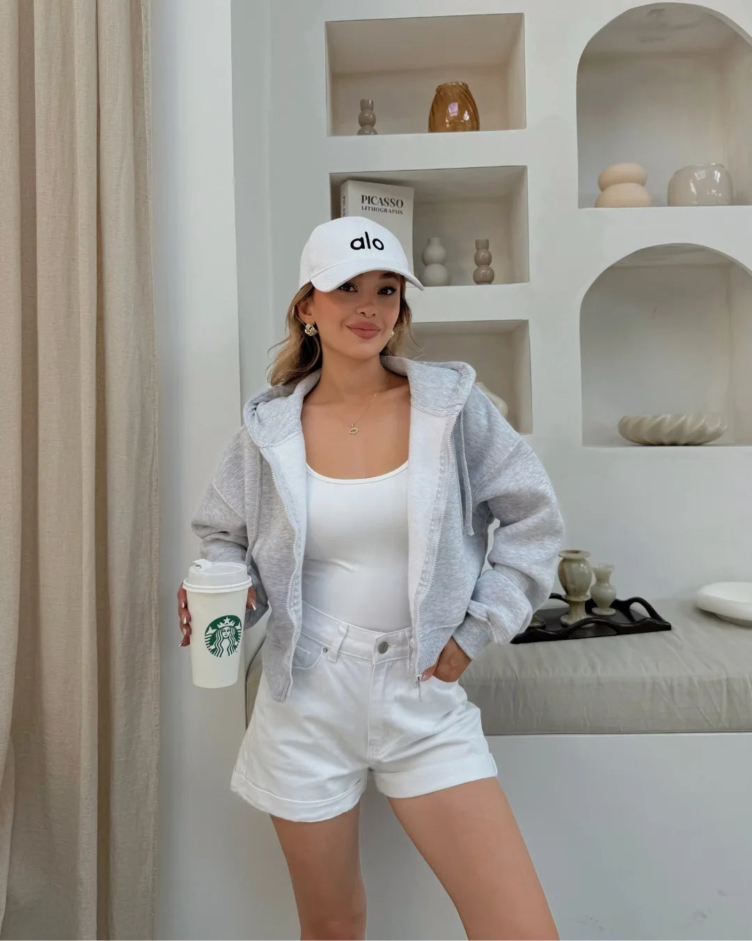 Kısa Fermuarlı Kapüşonlu Sweatshirt