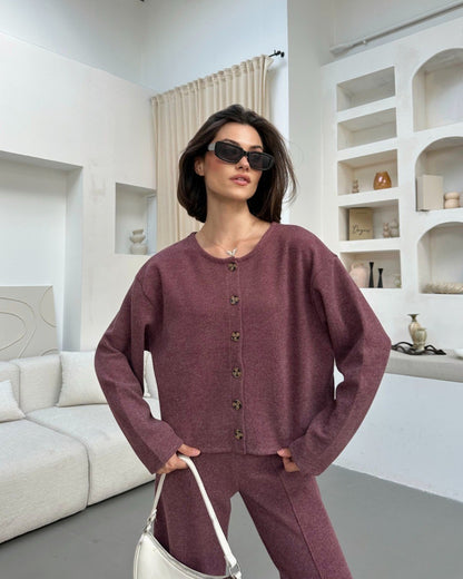 Soft Touch Düğmeli Hırka