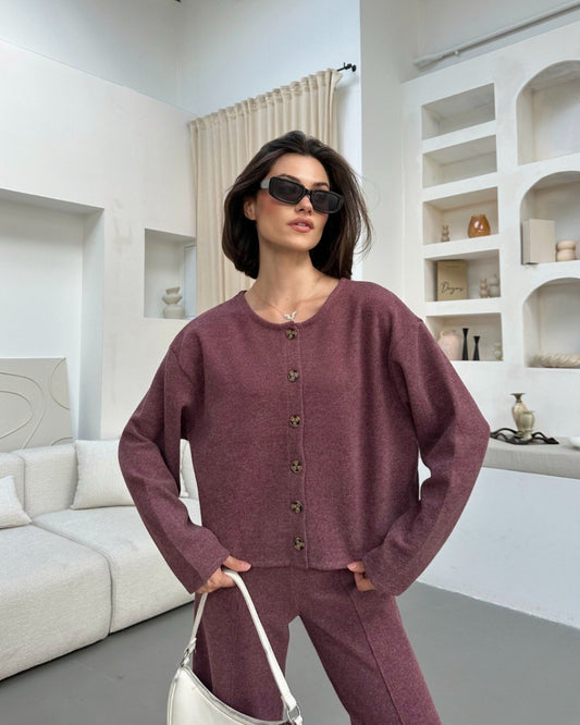 Soft Touch Düğmeli Hırka