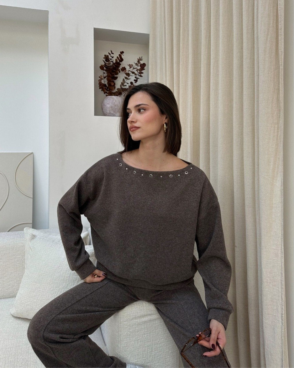 Kuş Gözü Taşlı Sweat