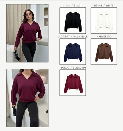 Soft Touch Yakalı Sweatshirt