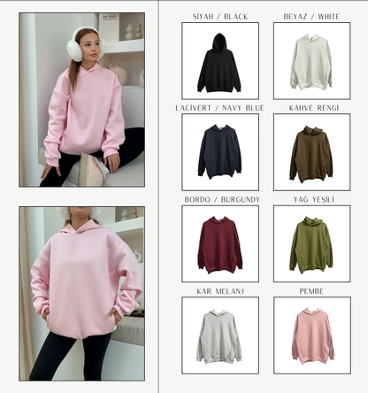 Kapüşonlu Cepli Basic Sweatshirt