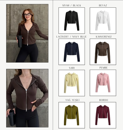 Oys Parmak Geçmeli Fermuarlı Sweatshirt