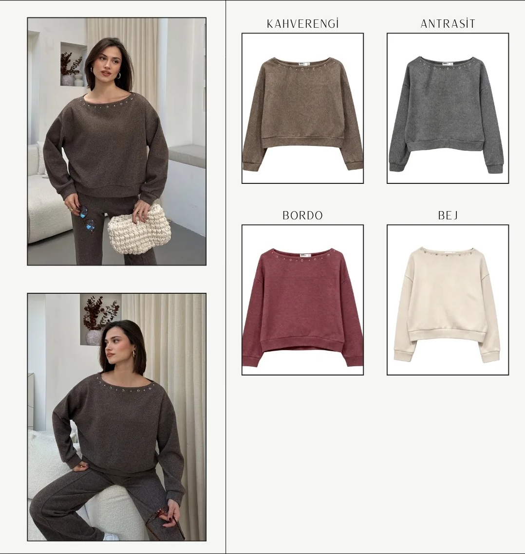 Kuş Gözü Taşlı Sweat