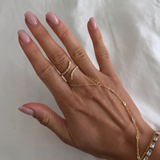 Gold spiral ring with embedded stones from İrva Collection featuring intricate design and sparkling accents.