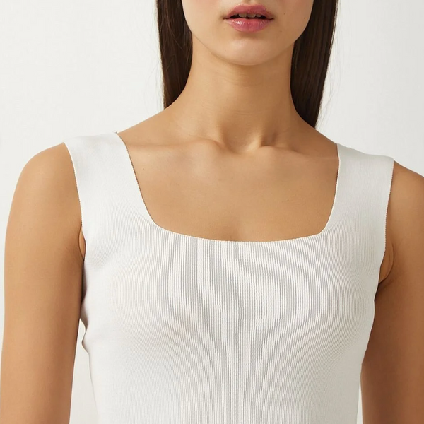 Kadın Kare Yaka Triko Crop Bluz