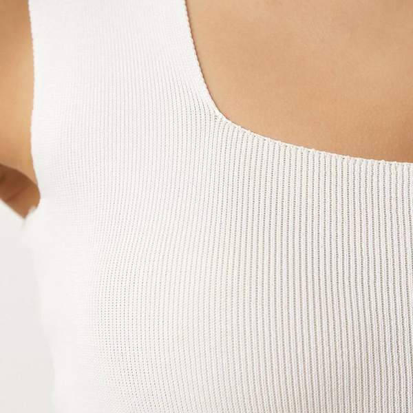 Kadın Kare Yaka Triko Crop Bluz