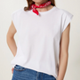 Kadın Beyaz Vatkalı Basic Örme T-Shirt