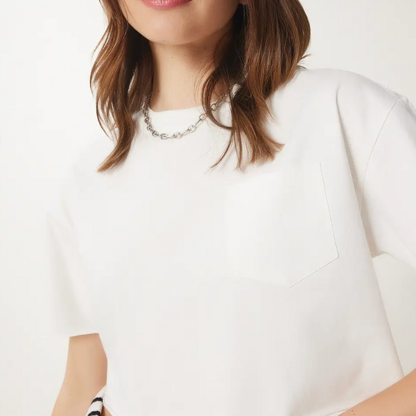 Kadın Pamuklu Crop Örme T-Shirt