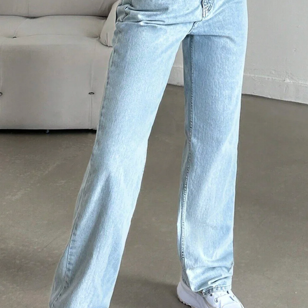Açık Mavi Yüksek Bel Wide Leg  Jean