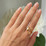 Silver Starlight Yüzük by İrva Collection featuring a detailed star and moon design on a sleek band.