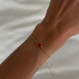 Kırmızı Mineli Kalp Bileklik - İrva Collection