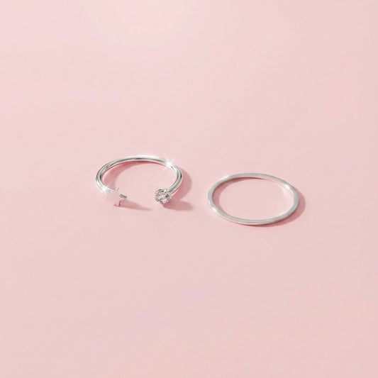 2li Gümüş Yıldız Eklem Yüzüğü