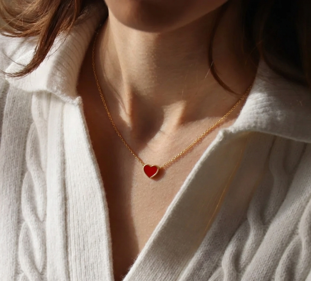 Mini Kırmızı Kalp Kolye