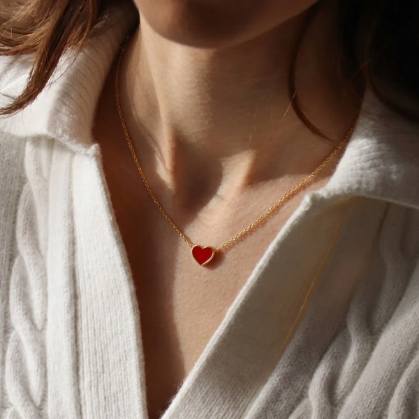 Mini Kırmızı Kalp Kolye