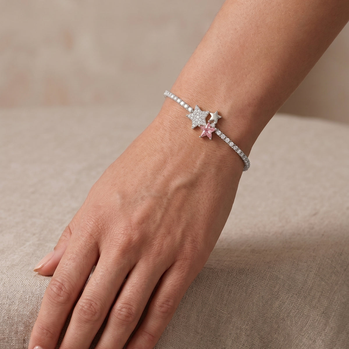 Rhinestone Pink Star Bileklik