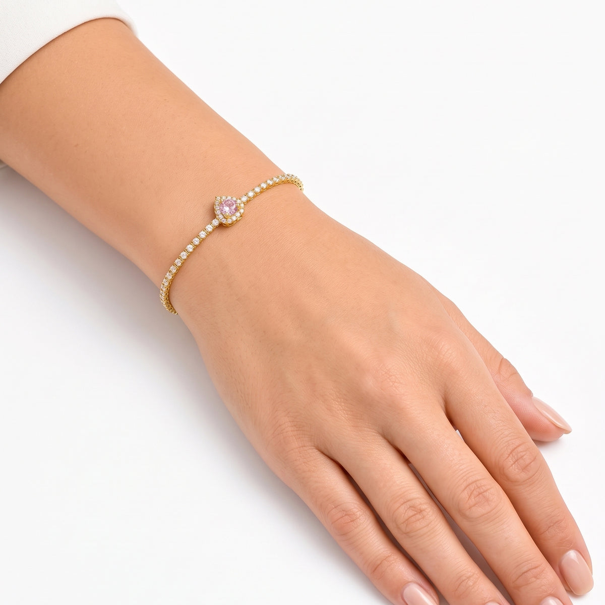 Rhinestone Pink Heart Bileklik