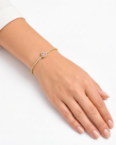Rhinestone Pink Heart Bileklik